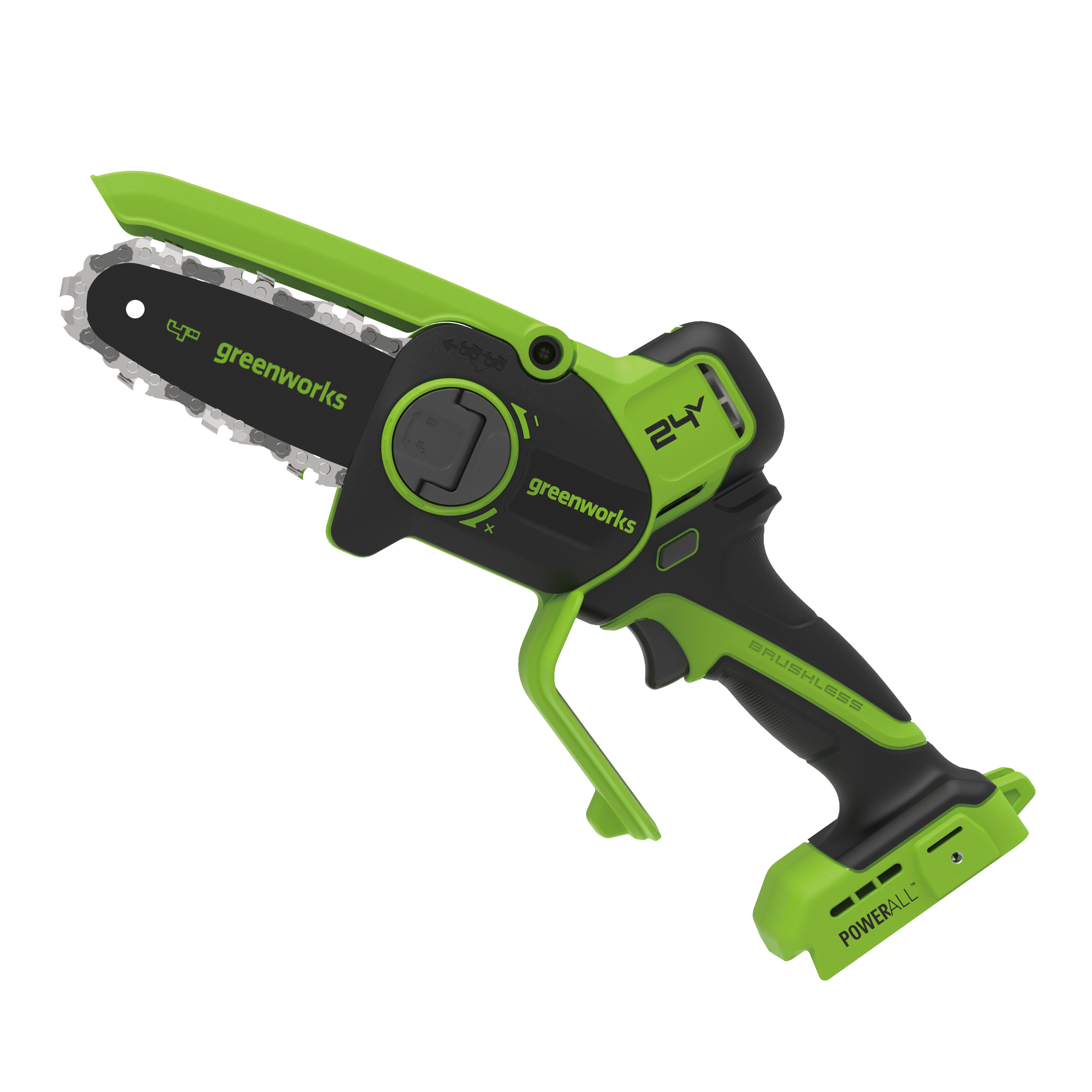 Мини-пила аккумуляторная цепная Greenworks 10 см 24V CS2410A с автоматической смазкой цепи, бесщёточная, без АКБ и ЗУ