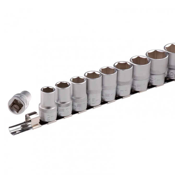 Набор торцевых головок, 1/2", шестигранные, CrV, 10 шт, 10-22 мм Stels